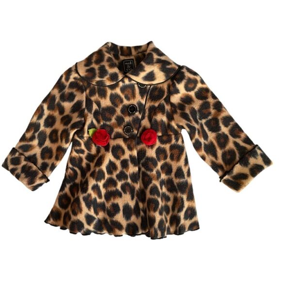 Mack & CO Leopard Print Fleece Jacket Size 12 MOnths - Picture 1 of 4
